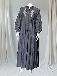 İŞLEMELİ KOT  ELBİSE