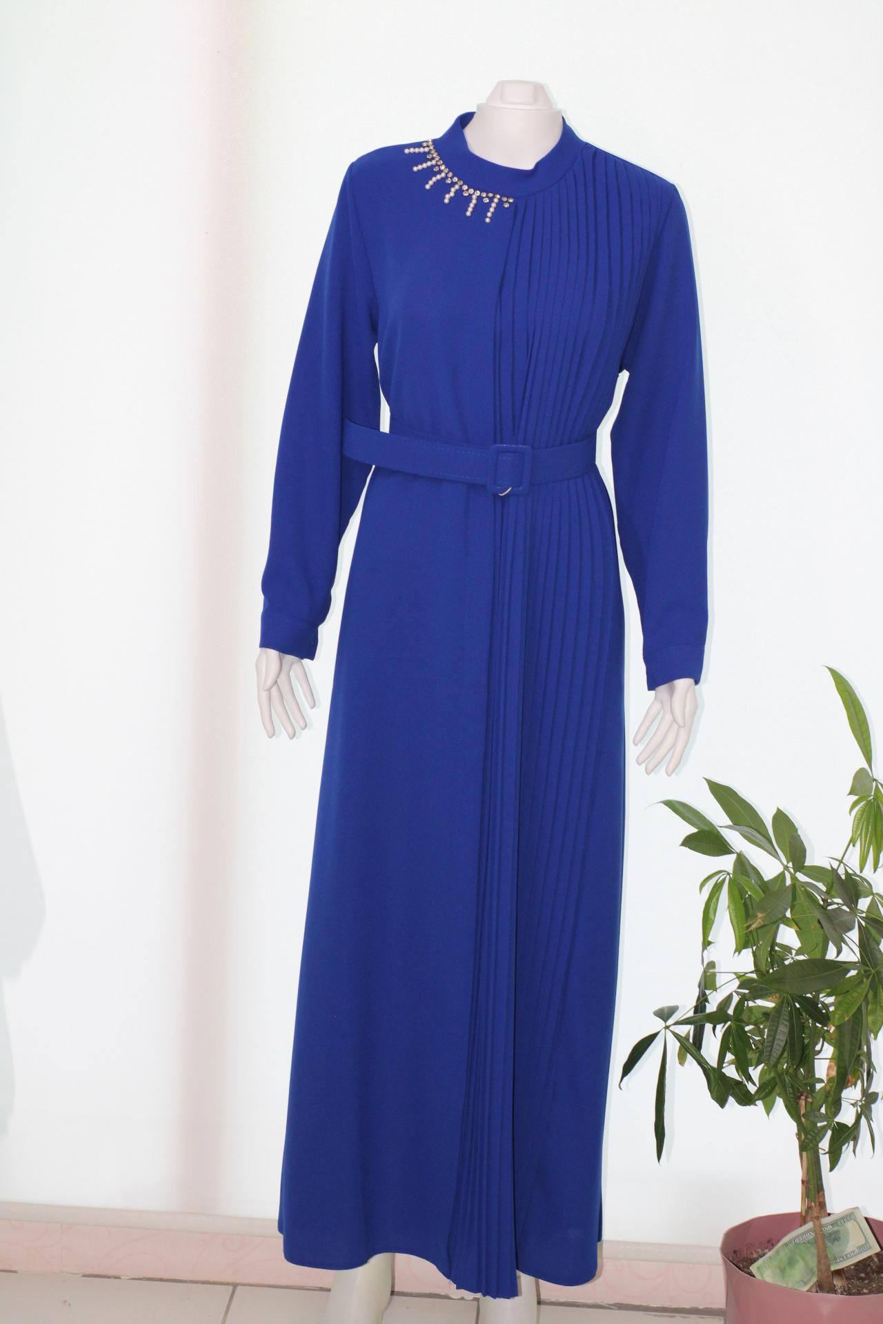 KUMLI KETEN ABİYE ELBİSE