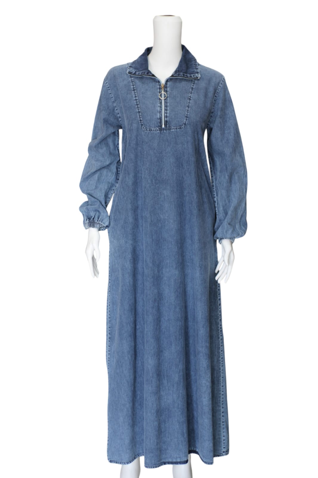 İŞLEMELİ KOT  ELBİSE